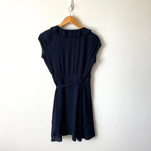 Aritzia Sunday Best Ruffle Savoy Wrap Dress Navy Blue Size 0 - Picture 6 of 7